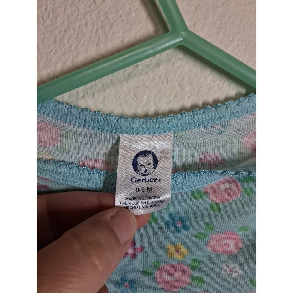 Gerber Cotton Sleep Sack Floral Boho Cottage Infant Baby Blue Girls 0-6 Months